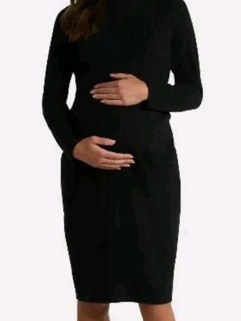 Time and Tru Black Long Sleeve Maternity Midi Dress